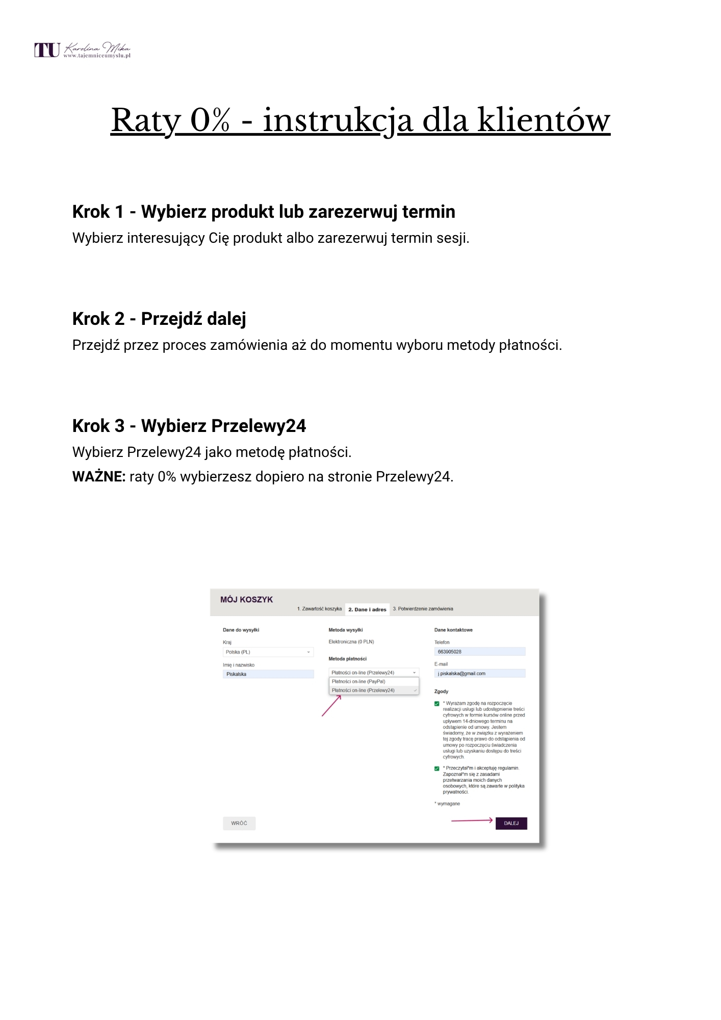 Raty 0% – instrukcja, strona 1