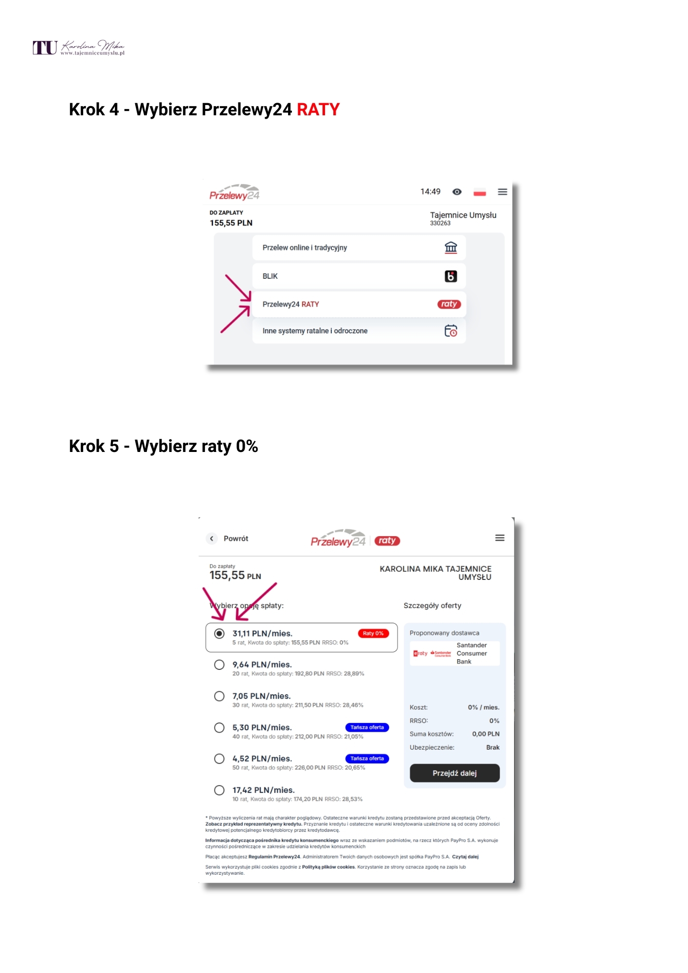 Raty 0% – instrukcja, strona 2