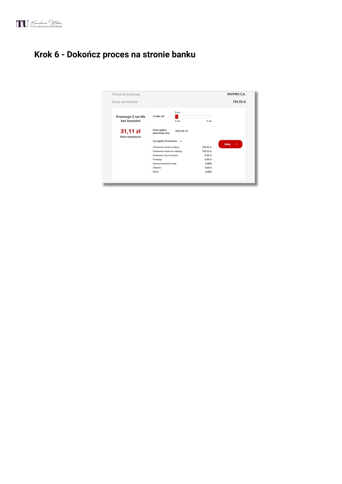 Raty 0% – instrukcja, strona 3